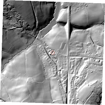 Shaded relief map of the ground around TN330HL, computed from Environment Agency LiDAR. The ground here sits at about 51 m above sea level and falls 76 m across the surrounding 800 m. Surface water reaching this point runs off ground lying to the east-south-east, 11.3 m higher.