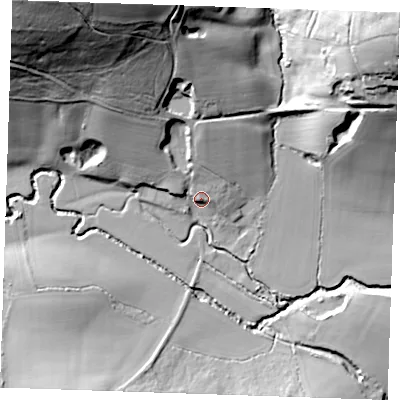 Shaded relief map of the ground around TN38LS, computed from Environment Agency LiDAR. The ground here sits at about 51 m above sea level and falls 58 m across the surrounding 800 m. Surface water reaching this point runs off ground lying to the north-west, 51.6 m higher.