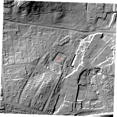 Shaded relief map of the ground around TN393PP, computed from Environment Agency LiDAR. The ground here sits at about 7 m above sea level and falls 19 m across the surrounding 800 m. Surface water reaching this point runs off ground lying to the west-south-west, 18.2 m higher.