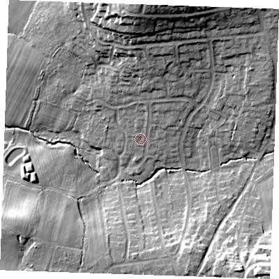 Shaded relief map of the ground around TN394NG, computed from Environment Agency LiDAR. The ground here sits at about 10 m above sea level and falls 26 m across the surrounding 800 m. Surface water reaching this point runs off ground lying to the north-east, 3.6 m higher.