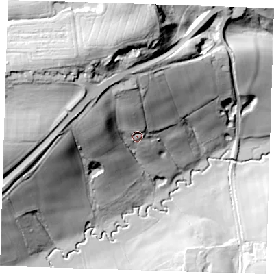 Shaded relief map of the ground around TN39JD, computed from Environment Agency LiDAR. The ground here sits at about 78 m above sea level and falls 62 m across the surrounding 800 m. Surface water reaching this point runs off ground lying to the north, 12.6 m higher.