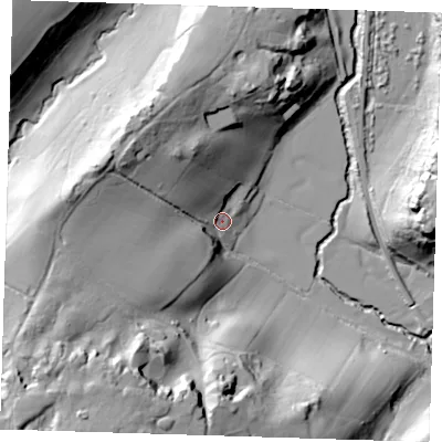 Shaded relief map of the ground around TN39PJ, computed from Environment Agency LiDAR. The ground here sits at about 55 m above sea level and falls 54 m across the surrounding 800 m. Surface water reaching this point runs off ground lying to the west-north-west, 31.2 m higher.