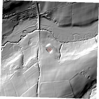 Shaded relief map of the ground around TN74HA, computed from Environment Agency LiDAR. The ground here sits at about 63 m above sea level and falls 42 m across the surrounding 800 m. Surface water reaching this point runs off ground lying to the south-south-east, 23.7 m higher.