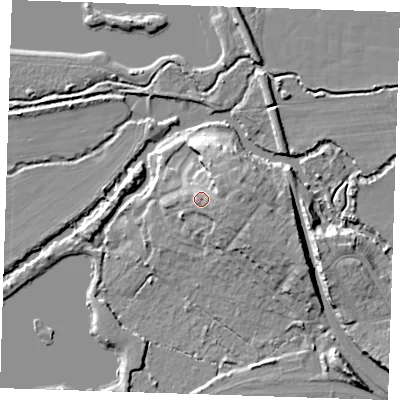 Shaded relief map of the ground around TN91XF, computed from Environment Agency LiDAR. The ground here sits at about 29 m above sea level and falls 11 m across the surrounding 800 m. Surface water reaching this point runs off ground lying to the east, 3.9 m higher.