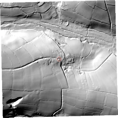 Shaded relief map of the ground around TQ110JB, computed from Environment Agency LiDAR. The ground here sits at about 138 m above sea level and falls 72 m across the surrounding 800 m. Surface water reaching this point runs off ground lying to the west-south-west, 38.5 m higher.