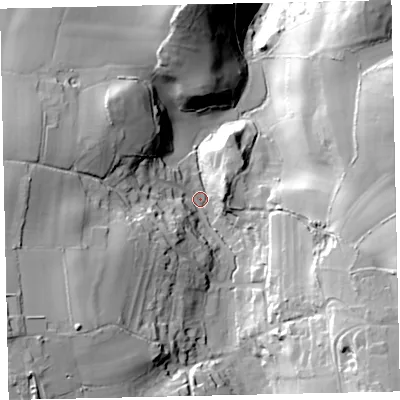 Shaded relief map of the ground around TQ126BG, computed from Environment Agency LiDAR. The ground here sits at about 51 m above sea level and falls 59 m across the surrounding 800 m. Surface water reaching this point runs off ground lying to the south-east, 41.4 m higher.