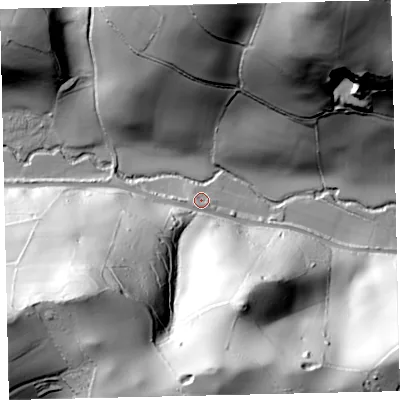 Shaded relief map of the ground around TQ126JW, computed from Environment Agency LiDAR. The ground here sits at about 66 m above sea level and falls 99 m across the surrounding 800 m. Surface water reaching this point runs off ground lying to the south, 85.1 m higher.