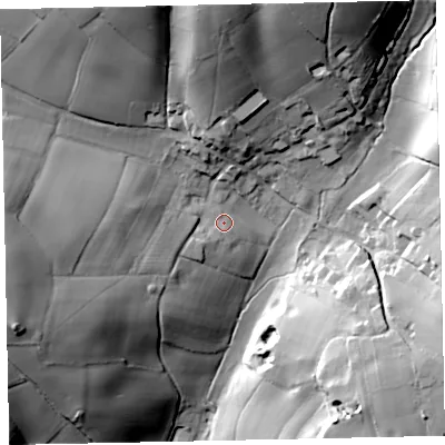 Shaded relief map of the ground around TQ130AZ, computed from Environment Agency LiDAR. The ground here sits at about 87 m above sea level and falls 58 m across the surrounding 800 m. Surface water reaching this point runs off ground lying to the west, 31.2 m higher.