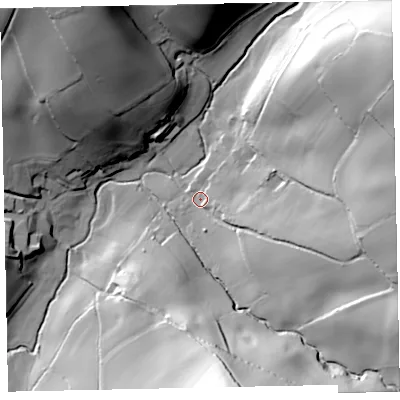 Shaded relief map of the ground around TQ130BL, computed from Environment Agency LiDAR. The ground here sits at about 94 m above sea level and falls 68 m across the surrounding 800 m. Surface water reaching this point runs off ground lying to the east, 40.1 m higher.