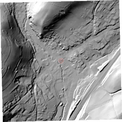 Shaded relief map of the ground around TQ137AA, computed from Environment Agency LiDAR. The ground here sits at about 71 m above sea level and falls 82 m across the surrounding 800 m. Surface water reaching this point runs off ground lying to the west-north-west, 77.3 m higher.