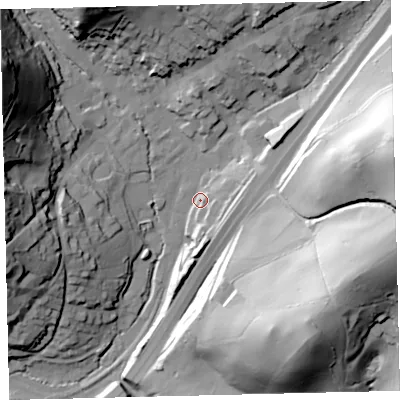 Shaded relief map of the ground around TQ137DH, computed from Environment Agency LiDAR. The ground here sits at about 71 m above sea level and falls 67 m across the surrounding 800 m. Surface water reaching this point runs off ground lying to the east, 10.5 m higher.