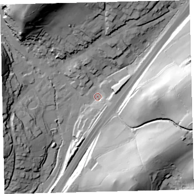 Shaded relief map of the ground around TQ137DN, computed from Environment Agency LiDAR. The ground here sits at about 72 m above sea level and falls 76 m across the surrounding 800 m. Surface water reaching this point runs off ground lying to the east-north-east, 13.1 m higher.