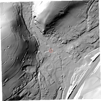 Shaded relief map of the ground around TQ137DX, computed from Environment Agency LiDAR. The ground here sits at about 72 m above sea level and falls 89 m across the surrounding 800 m. Surface water reaching this point runs off ground lying to the west, 83.3 m higher.
