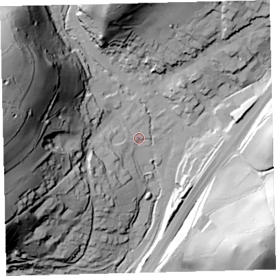 Shaded relief map of the ground around TQ137EQ, computed from Environment Agency LiDAR. The ground here sits at about 71 m above sea level and falls 91 m across the surrounding 800 m. Surface water reaching this point runs off ground lying to the west-south-west, 8.9 m higher.