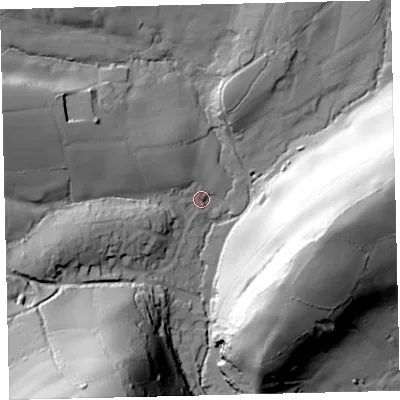 Shaded relief map of the ground around TQ137GA, computed from Environment Agency LiDAR. The ground here sits at about 84 m above sea level and falls 72 m across the surrounding 800 m. Surface water reaching this point runs off ground lying to the north-west, 14.7 m higher.
