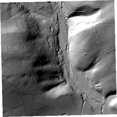 Shaded relief map of the ground around TQ137HT, computed from Environment Agency LiDAR. The ground here sits at about 119 m above sea level and falls 127 m across the surrounding 800 m. Surface water reaching this point runs off ground lying to the west, 77.6 m higher.