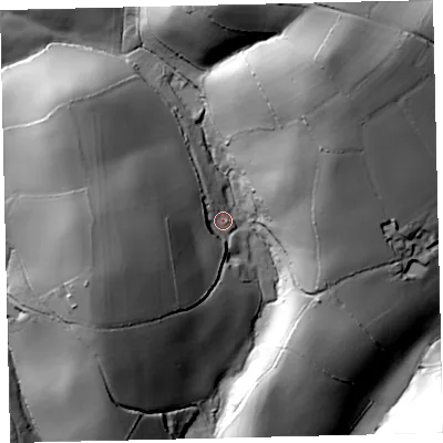 Shaded relief map of the ground around TQ137LL, computed from Environment Agency LiDAR. The ground here sits at about 70 m above sea level and falls 58 m across the surrounding 800 m. Surface water reaching this point runs off ground lying to the west, 35.2 m higher.