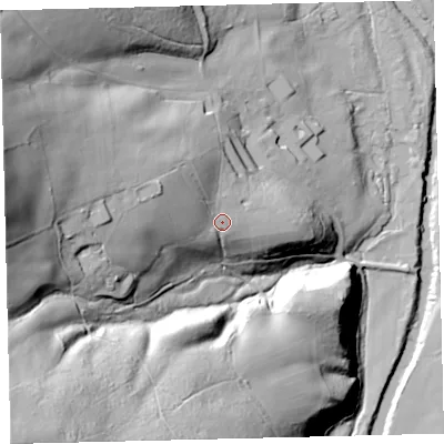 Shaded relief map of the ground around TQ137NR, computed from Environment Agency LiDAR. The ground here sits at about 80 m above sea level and falls 98 m across the surrounding 800 m. Surface water reaching this point runs off ground lying to the west-north-west, 9.9 m higher.