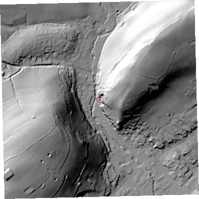 Shaded relief map of the ground around TQ137QG, computed from Environment Agency LiDAR. The ground here sits at about 78 m above sea level and falls 94 m across the surrounding 800 m. Surface water reaching this point runs off ground lying to the south-west, 78.0 m higher.