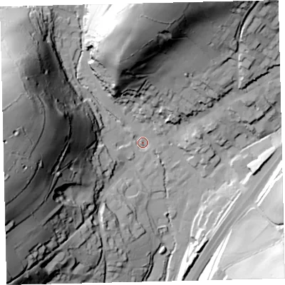 Shaded relief map of the ground around TQ137QJ, computed from Environment Agency LiDAR. The ground here sits at about 72 m above sea level and falls 88 m across the surrounding 800 m. Surface water reaching this point runs off ground lying to the west-north-west, 82.0 m higher.