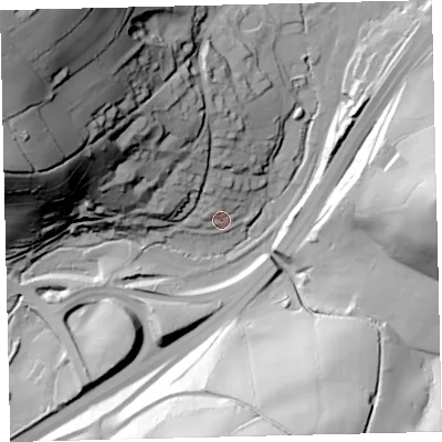 Shaded relief map of the ground around TQ137RF, computed from Environment Agency LiDAR. The ground here sits at about 68 m above sea level and falls 102 m across the surrounding 800 m. Surface water reaching this point runs off ground lying to the north, 10.8 m higher.