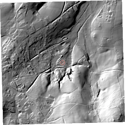 Shaded relief map of the ground around TQ138FX, computed from Environment Agency LiDAR. The ground here sits at about 168 m above sea level and falls 106 m across the surrounding 800 m. Surface water reaching this point runs off ground lying to the south, 2.9 m higher.