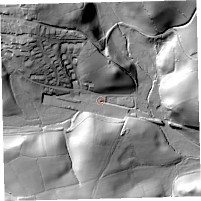 Shaded relief map of the ground around TQ138SA, computed from Environment Agency LiDAR. The ground here sits at about 169 m above sea level and falls 56 m across the surrounding 800 m. Surface water reaching this point runs off ground lying to the north-west, 37.1 m higher.