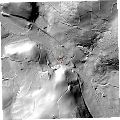 Shaded relief map of the ground around TQ138SD, computed from Environment Agency LiDAR. The ground here sits at about 160 m above sea level and falls 131 m across the surrounding 800 m. Surface water reaching this point runs off ground lying to the north-north-east, 110.5 m higher.