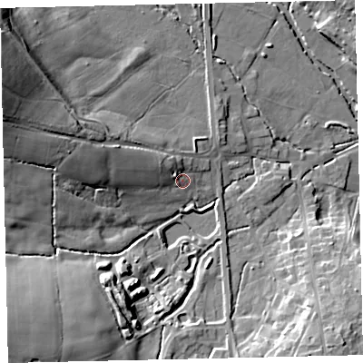 Shaded relief map of the ground around TQ139AZ, computed from Environment Agency LiDAR. The ground here sits at about 35 m above sea level and falls 28 m across the surrounding 800 m. Surface water reaching this point runs off ground lying to the west-north-west, 4.5 m higher.
