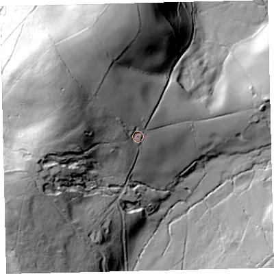 Shaded relief map of the ground around TQ139LG, computed from Environment Agency LiDAR. The ground here sits at about 101 m above sea level and falls 95 m across the surrounding 800 m. Surface water reaching this point runs off ground lying to the west-north-west, 43.4 m higher.