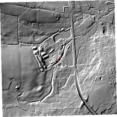 Shaded relief map of the ground around TQ139LS, computed from Environment Agency LiDAR. The ground here sits at about 37 m above sea level and falls 23 m across the surrounding 800 m. Surface water reaching this point runs off ground lying to the west-south-west, 16.1 m higher.