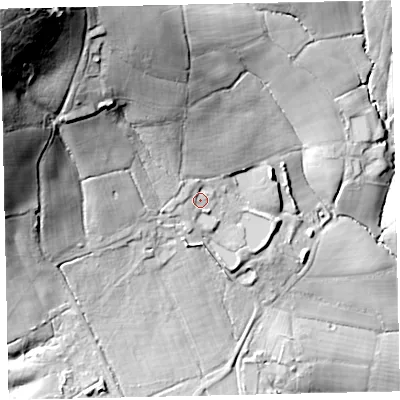 Shaded relief map of the ground around TQ139PW, computed from Environment Agency LiDAR. The ground here sits at about 59 m above sea level and falls 83 m across the surrounding 800 m. Surface water reaching this point runs off ground lying to the north-west, 3.3 m higher.