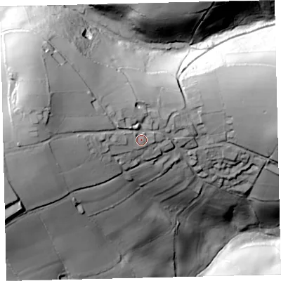 Shaded relief map of the ground around TQ139RW, computed from Environment Agency LiDAR. The ground here sits at about 182 m above sea level and falls 97 m across the surrounding 800 m. Surface water reaching this point runs off ground lying to the west-north-west, 30.3 m higher.
