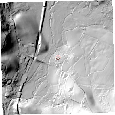 Shaded relief map of the ground around TQ139TP, computed from Environment Agency LiDAR. The ground here sits at about 87 m above sea level and falls 71 m across the surrounding 800 m. Surface water reaching this point runs off ground lying to the south-east, 14.9 m higher.