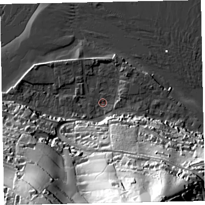Shaded relief map of the ground around TQ140DG, computed from Environment Agency LiDAR. The ground here sits at about 1 m above sea level and falls 93 m across the surrounding 800 m. Surface water reaching this point runs off ground lying to the south-south-east, 88.3 m higher.