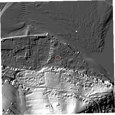 Shaded relief map of the ground around TQ140DW, computed from Environment Agency LiDAR. The ground here sits at about 3 m above sea level and falls 88 m across the surrounding 800 m. Surface water reaching this point runs off ground lying to the south, 81.0 m higher.