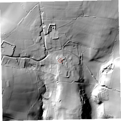 Shaded relief map of the ground around TQ50EN, computed from Environment Agency LiDAR. The ground here sits at about 56 m above sea level and falls 57 m across the surrounding 800 m. Surface water reaching this point runs off ground lying to the south, 3.9 m higher.