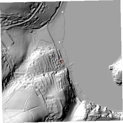 Shaded relief map of the ground around TQ60EZ, computed from Environment Agency LiDAR. The ground here sits at about 3 m above sea level and falls 117 m across the surrounding 800 m. Surface water reaching this point runs off ground lying to the south-west, 17.6 m higher.