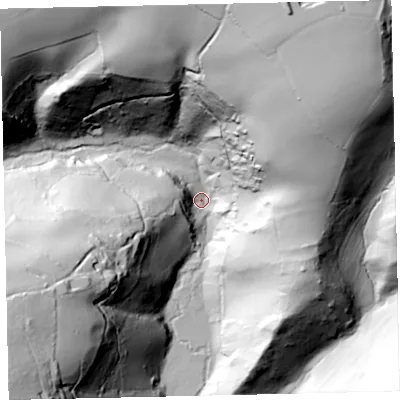 Shaded relief map of the ground around TQ60JX, computed from Environment Agency LiDAR. The ground here sits at about 8 m above sea level and falls 116 m across the surrounding 800 m. Surface water reaching this point runs off ground lying to the north-north-east, 114.0 m higher.