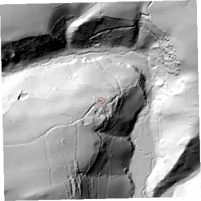 Shaded relief map of the ground around TQ60LN, computed from Environment Agency LiDAR. The ground here sits at about 63 m above sea level and falls 125 m across the surrounding 800 m. Surface water reaching this point runs off ground lying to the south-west, 68.7 m higher.