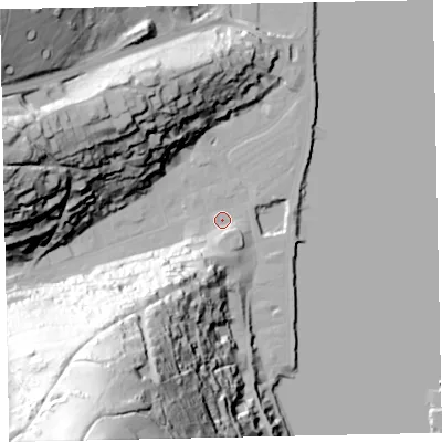 Shaded relief map of the ground around TQ69PY, computed from Environment Agency LiDAR. The ground here sits at about 3 m above sea level and falls 116 m across the surrounding 800 m. Surface water reaching this point runs off ground lying to the south-south-west, 100.0 m higher.