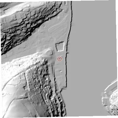 Shaded relief map of the ground around TQ69SG, computed from Environment Agency LiDAR. The ground here sits at about 3 m above sea level and falls 137 m across the surrounding 800 m. Surface water reaching this point runs off ground lying to the south-west, 109.6 m higher.