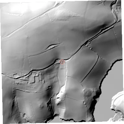 Shaded relief map of the ground around TQ72RU, computed from Environment Agency LiDAR. The ground here sits at about 51 m above sea level and falls 93 m across the surrounding 800 m. Surface water reaching this point runs off ground lying to the north, 47.0 m higher.