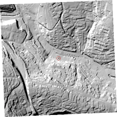 Shaded relief map of the ground around TR108AA, computed from Environment Agency LiDAR. The ground here sits at about 10 m above sea level and falls 81 m across the surrounding 800 m. Surface water reaching this point runs off ground lying to the south-south-west, 39.0 m higher.