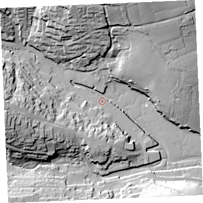 Shaded relief map of the ground around TR108AQ, computed from Environment Agency LiDAR. The ground here sits at about 3 m above sea level and falls 52 m across the surrounding 800 m. Surface water reaching this point runs off ground lying to the north, 50.6 m higher.