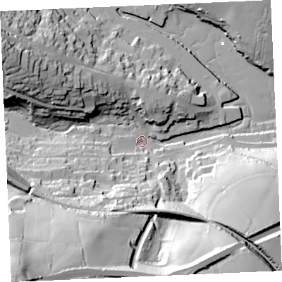 Shaded relief map of the ground around TR108JP, computed from Environment Agency LiDAR. The ground here sits at about 3 m above sea level and falls 94 m across the surrounding 800 m. Surface water reaching this point runs off ground lying to the south-west, 89.8 m higher.