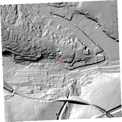 Shaded relief map of the ground around TR108JW, computed from Environment Agency LiDAR. The ground here sits at about 6 m above sea level and falls 83 m across the surrounding 800 m. Surface water reaching this point runs off ground lying to the south-west, 78.9 m higher.