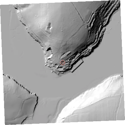 Shaded relief map of the ground around TR11SQ, computed from Environment Agency LiDAR. The ground here sits at about 21 m above sea level and falls 71 m across the surrounding 800 m. Surface water reaching this point runs off ground lying to the north, 37.3 m higher.