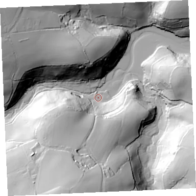 Shaded relief map of the ground around TR126HB, computed from Environment Agency LiDAR. The ground here sits at about 3 m above sea level and falls 72 m across the surrounding 800 m. Surface water reaching this point runs off ground lying to the south-south-west, 69.0 m higher.