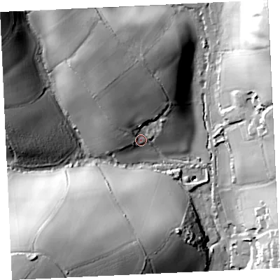 Shaded relief map of the ground around TR139LD, computed from Environment Agency LiDAR. The ground here sits at about 18 m above sea level and falls 62 m across the surrounding 800 m. Surface water reaching this point runs off ground lying to the north-north-west, 25.7 m higher.